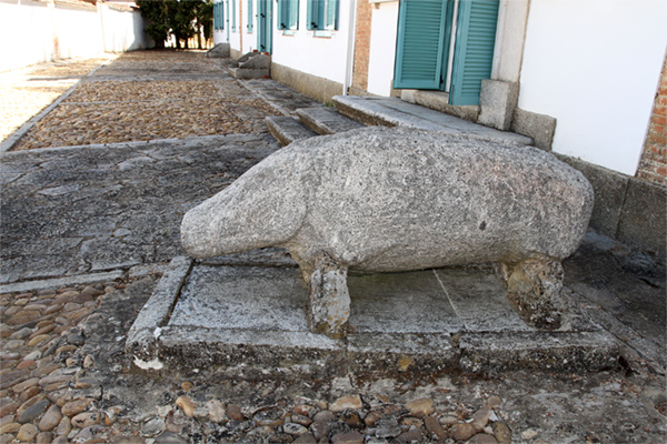 Verraco de Barquilla (Salamanca), actualmente en Villimer (León). Foto publicada por E.Gancedo en el diario de León el 25/2/2016